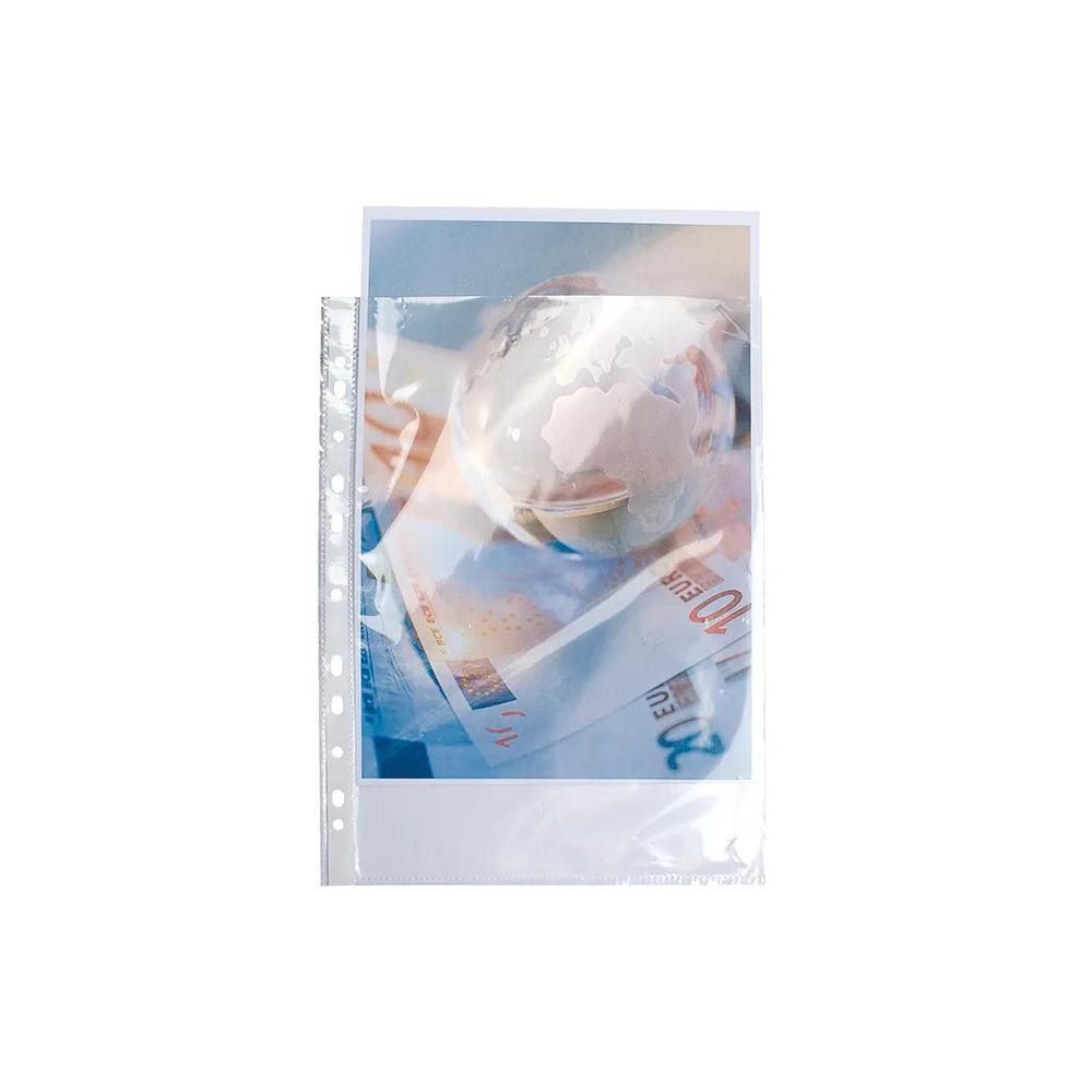 Exacompta Sachet de 10 pochettes perforées polypropylène lisse haute qualité 9/100e - 24x32cm vertical - Cristal - vue 2