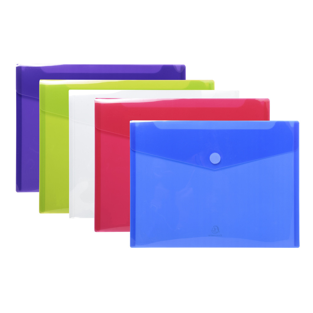 EXACOMPTA Sachet de 5 pochettes-enveloppes polypropylne - A4 - Couleurs assorties