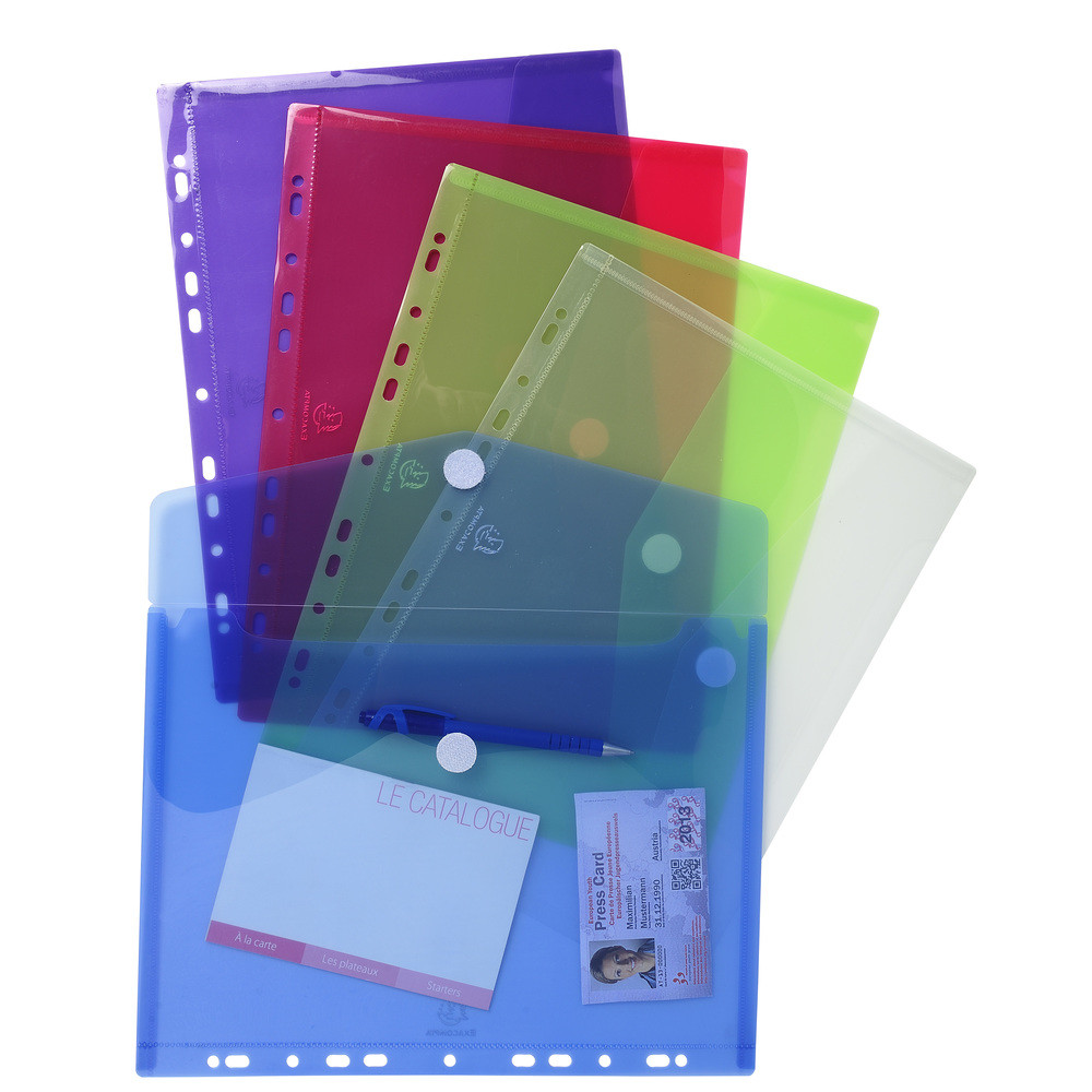 EXACOMPTA Sachet de 5 pochettes-enveloppes perfores polypropylne - A4 - Couleurs assorties