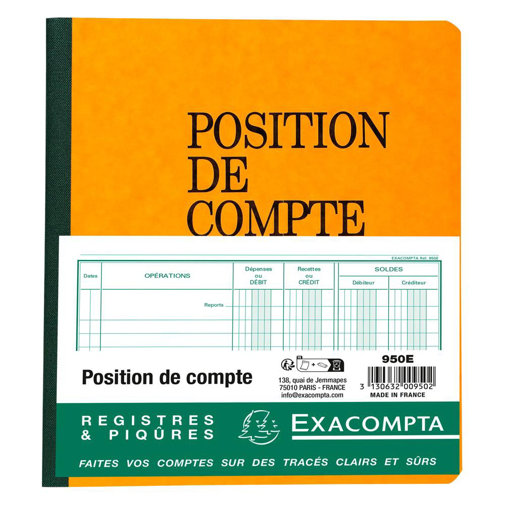 EXACOMPTA Piqre position de compte 21x19cm 80 pages - Couleurs assorties