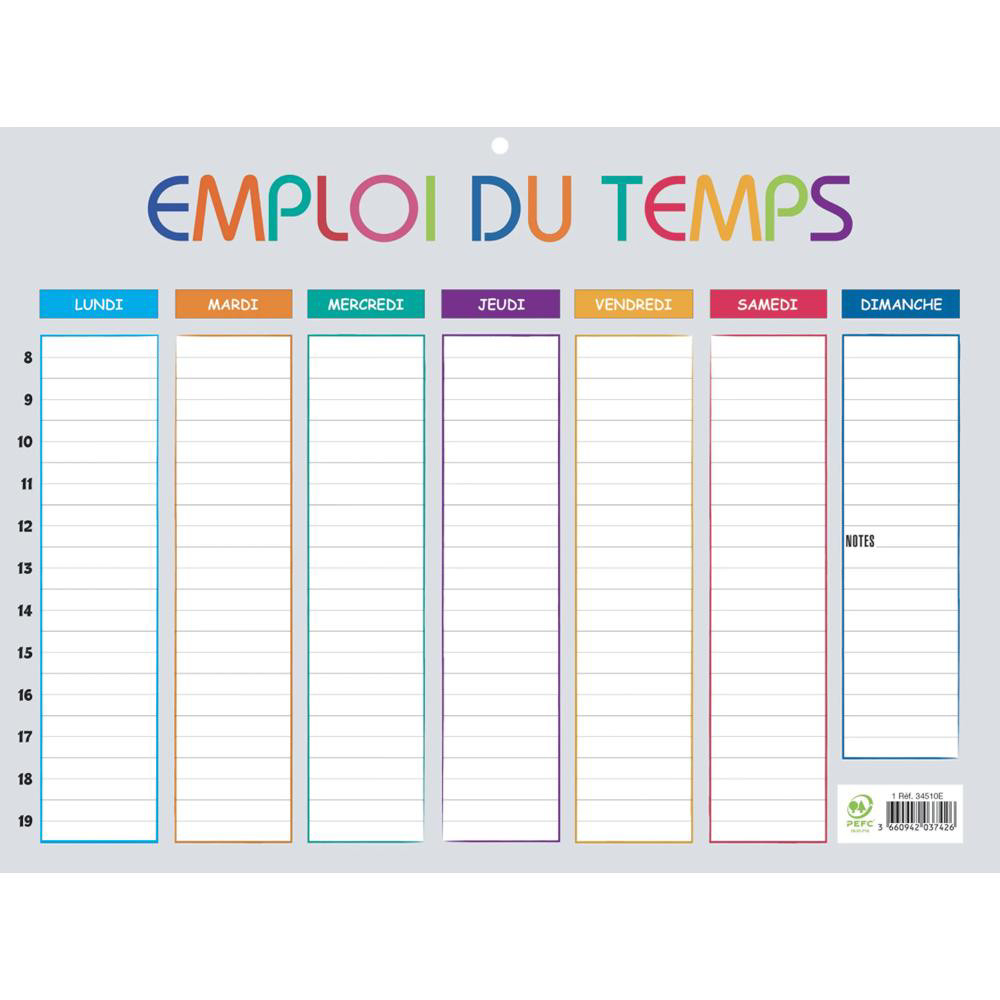 EXACOMPTA Emploi du temps Multicolore 29,5 x 22 cm - Gris