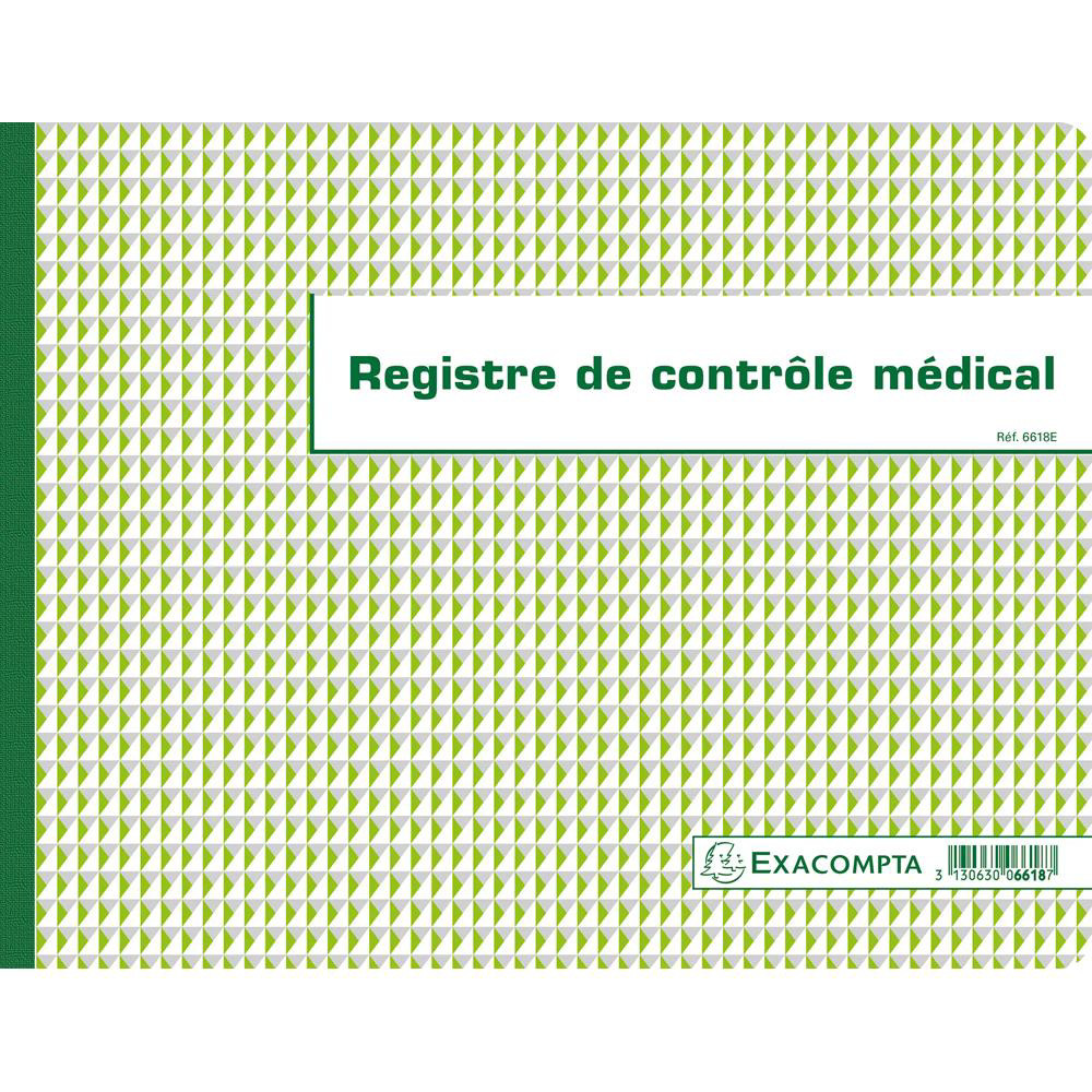 EXACOMPTA Piqûre 24x32cm - Registre de Contrôle médical - folioté - 60 pages
