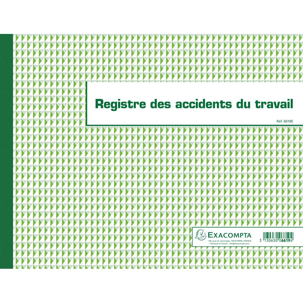 EXACOMPTA Piqûre 24x32cm Registre des accidents du travail 20 pages