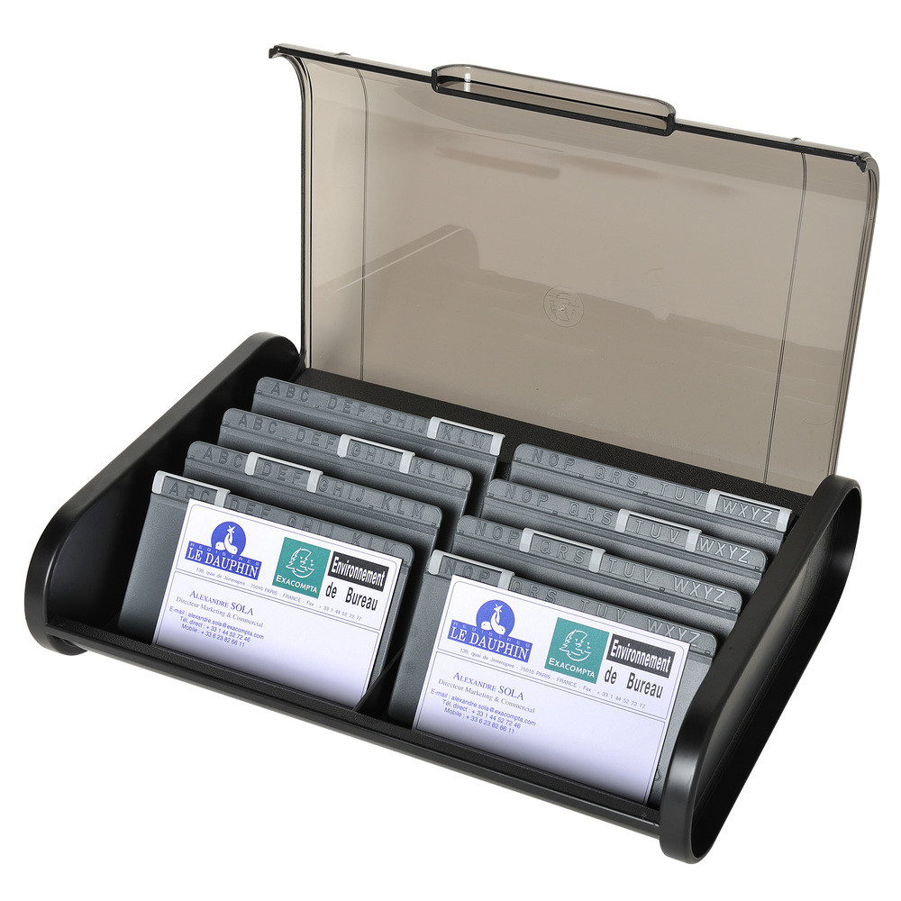 EXACOMPTA Fichier pour cartes de visite Topline - 60x245x180 mm - Noir