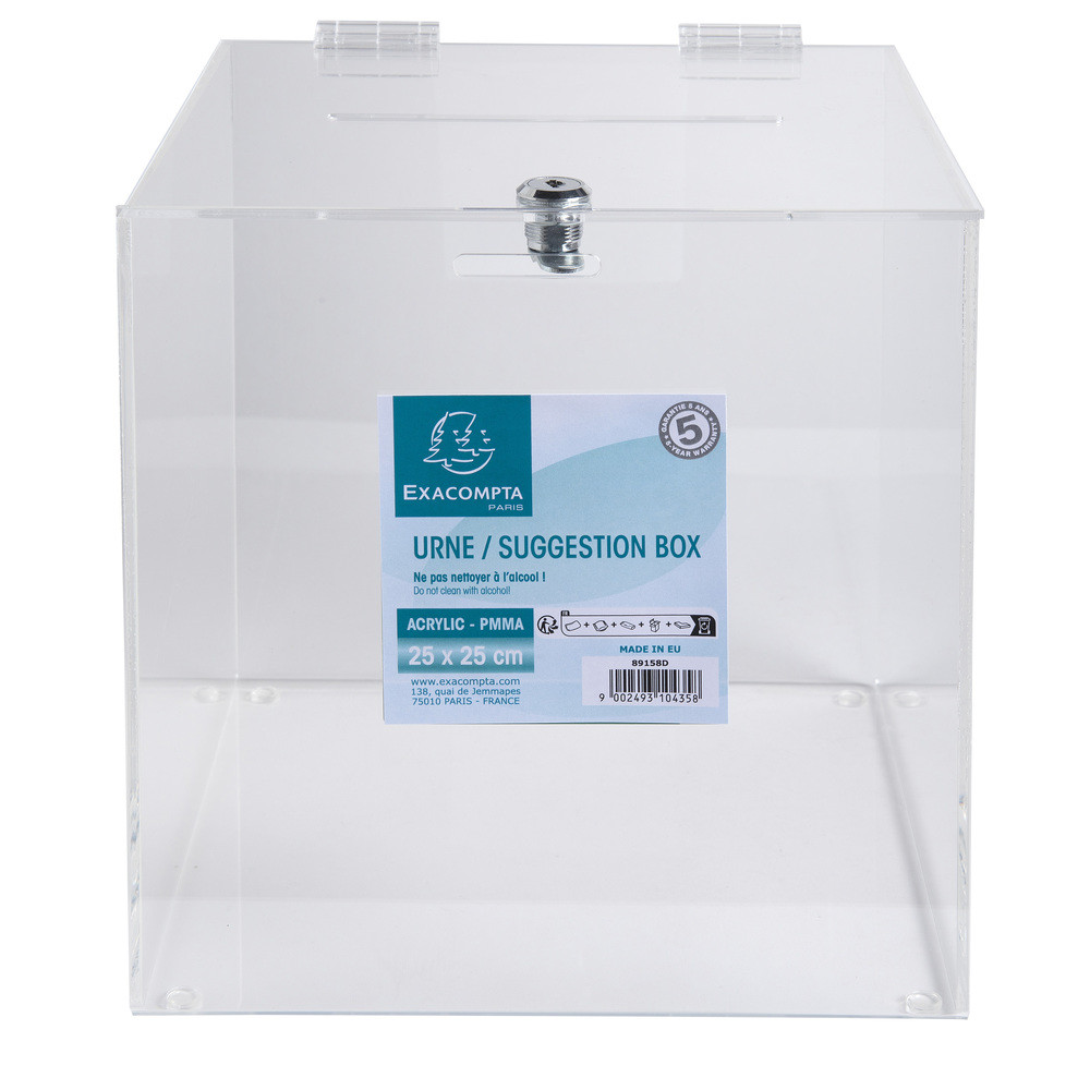 EXACOMPTA Urne transparente fermable  cl 25X25 cm - Cristal