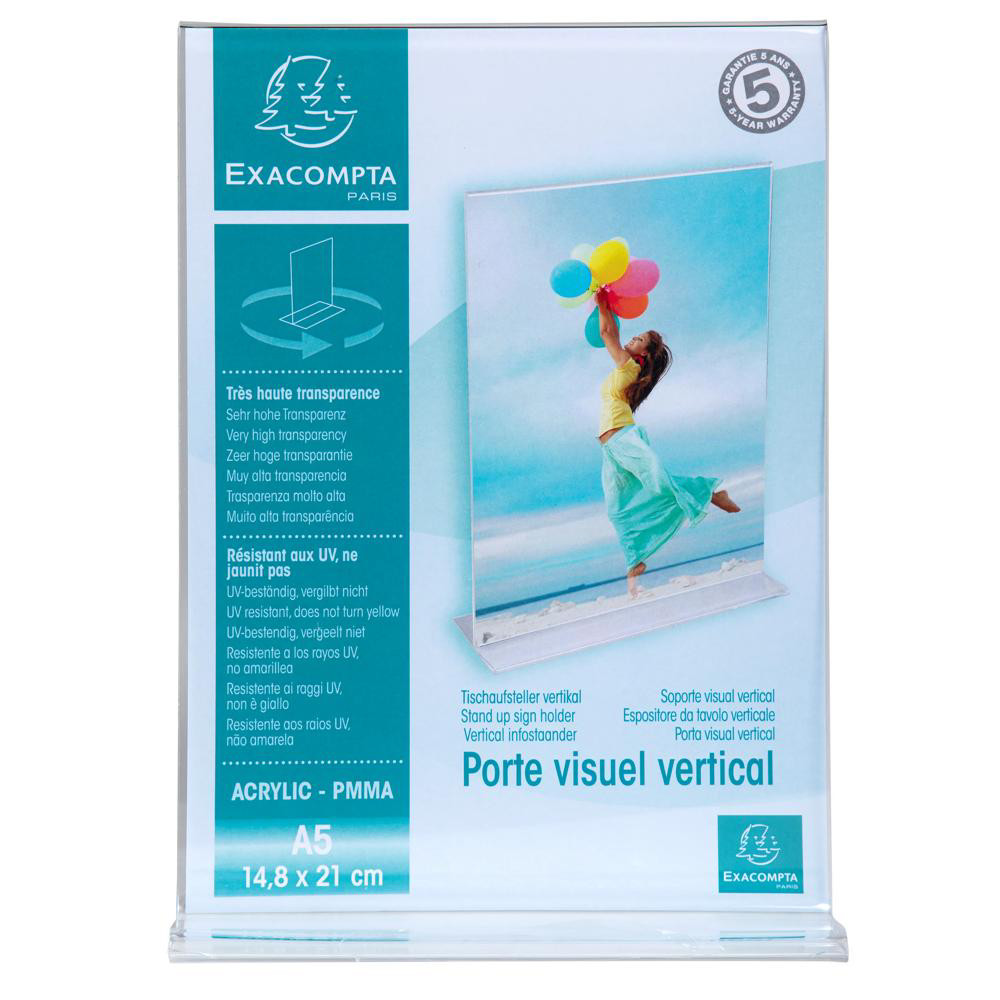 EXACOMPTA Porte-visuel droit vertical A5 - Cristal