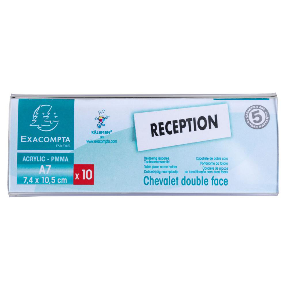 EXACOMPTA Lot de 10 chevalets double face horizontal A7 - Cristal
