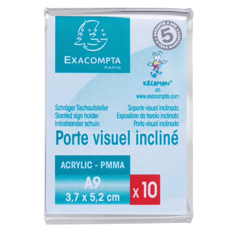 EXACOMPTA Lot de 10 porte-étiquettes A9 vertical - Cristal