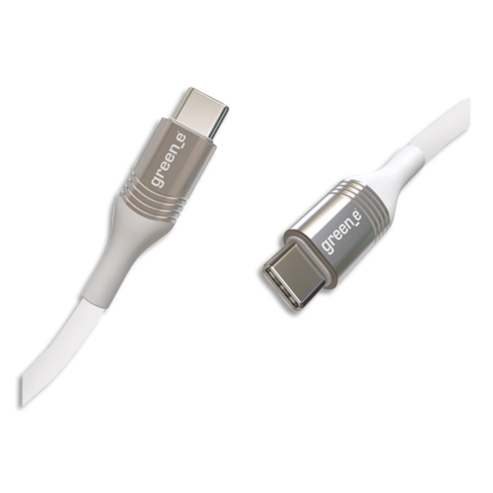 GREEN-E Cble USB-C/USB-C, charge trs rapide, 1,2m Blanc 3A, 18W GR7315