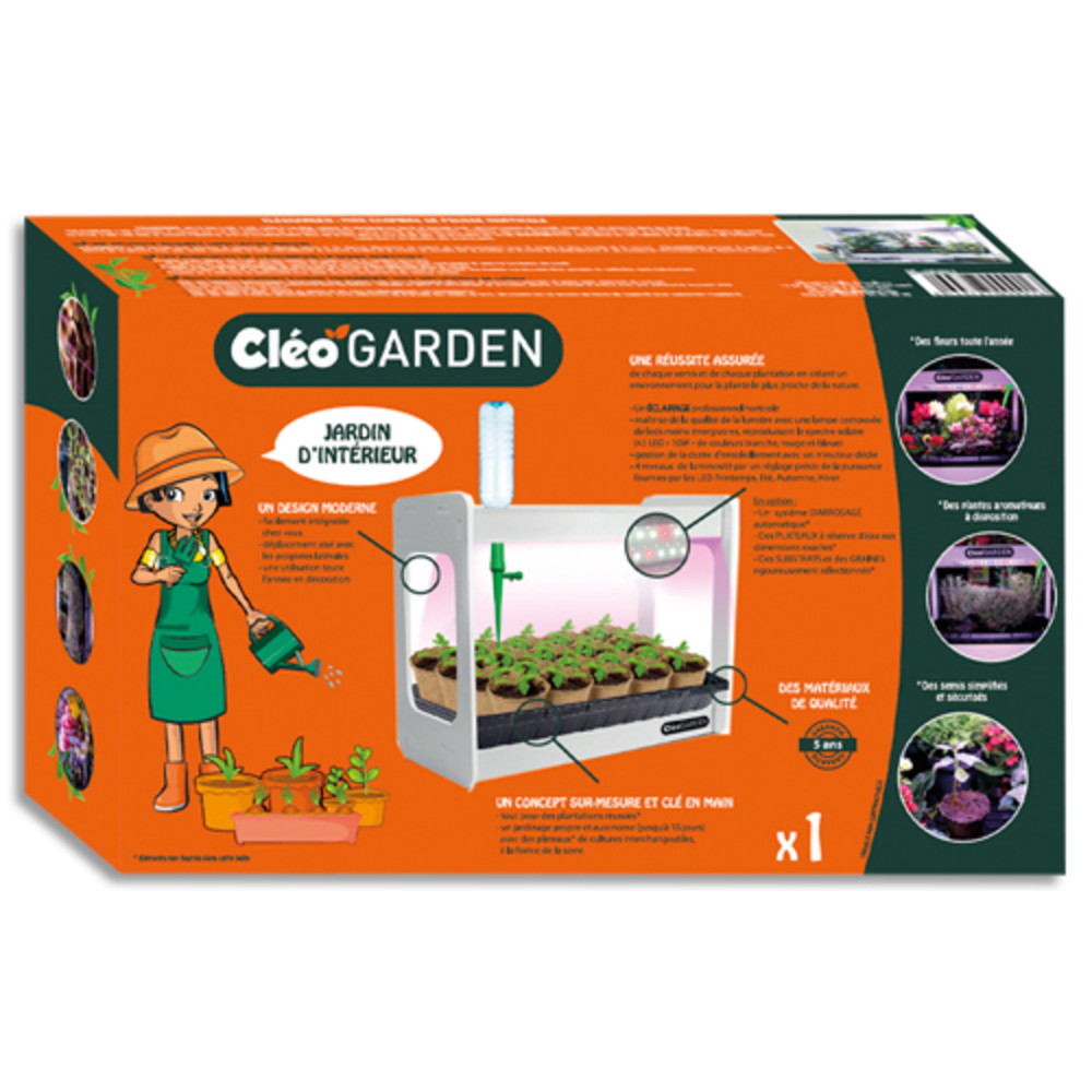 CLEOPATRE Kit Maison verte autonome, clairage LED + 2 plateaux + programmateur + systme d'arrosage