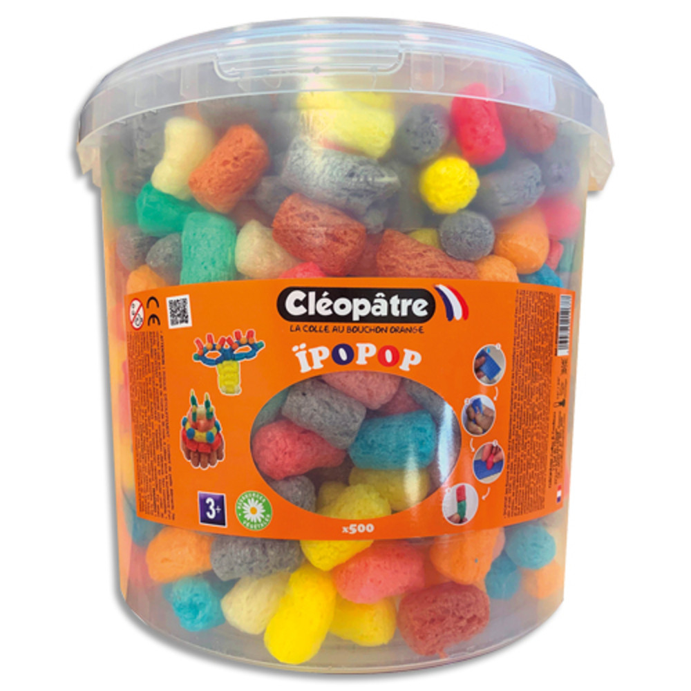 CLEOPATRE Seau de 500  IPOPOP  flocons de mas  assembler. Couleurs assorties.