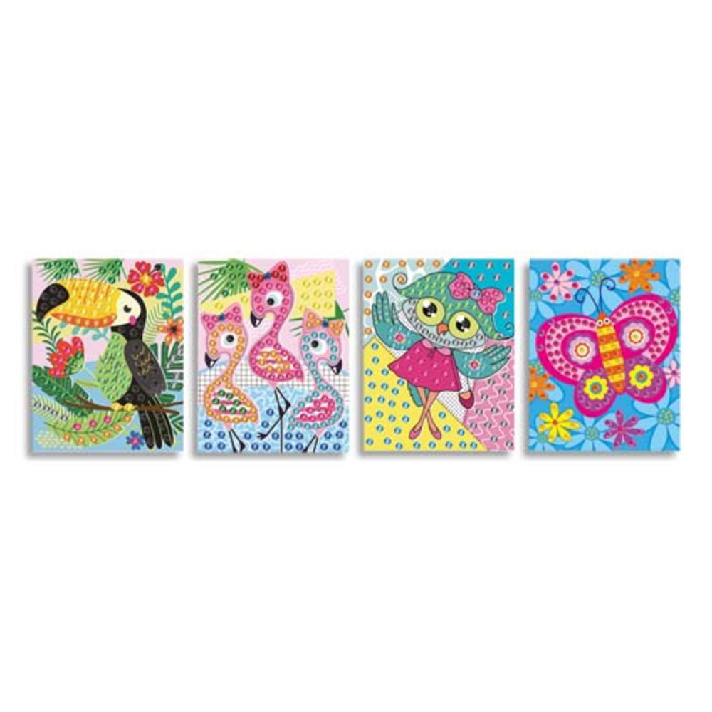GRAINE CREATIVE Lot de 16 tableaux sequins 4 x 4 modles, 19 x 15 cm. +/- 200 sequins diamtre 6 mm.