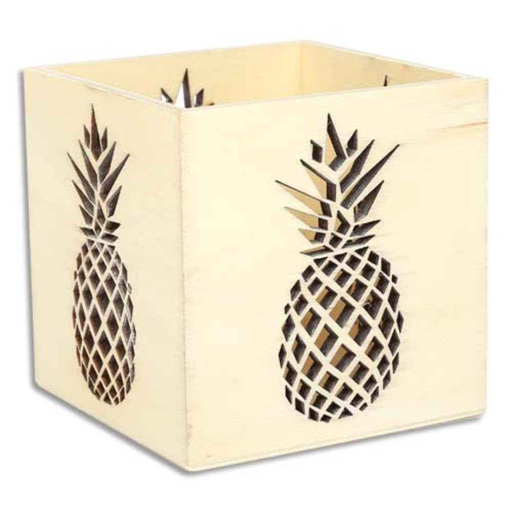 GRAINE CREATIVE Photophore ananas en bois  dcorer, format 10x10x10cm