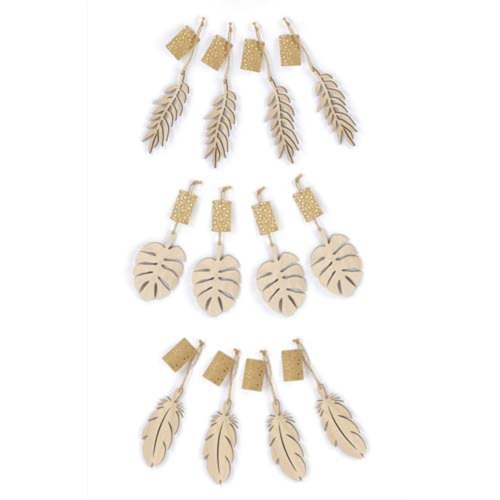 GRAINE CREATIVE Lot de 12 formes  dcorer, plumes, feuilles, monstera, assorties
