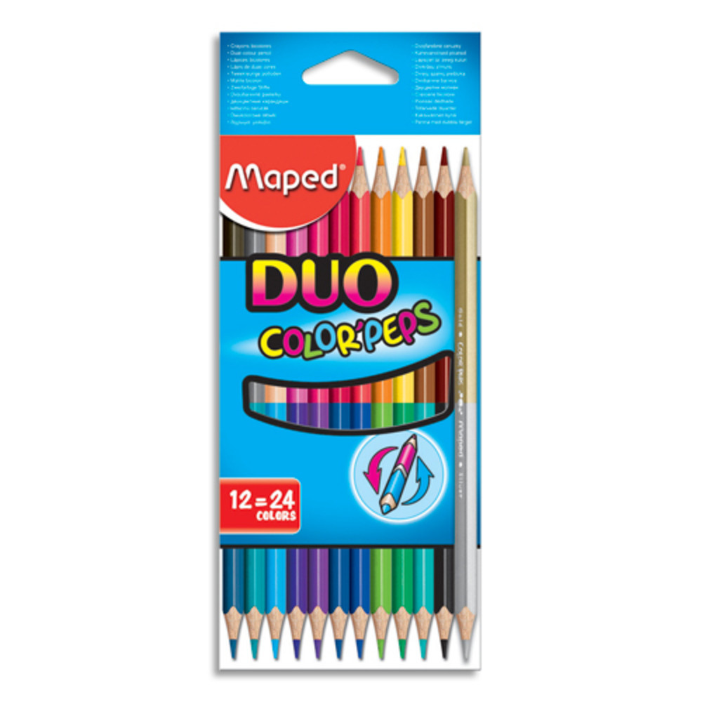 MAPED Color'Peps Duo - 12 Crayons de couleur 2-en-1 certifis FSC