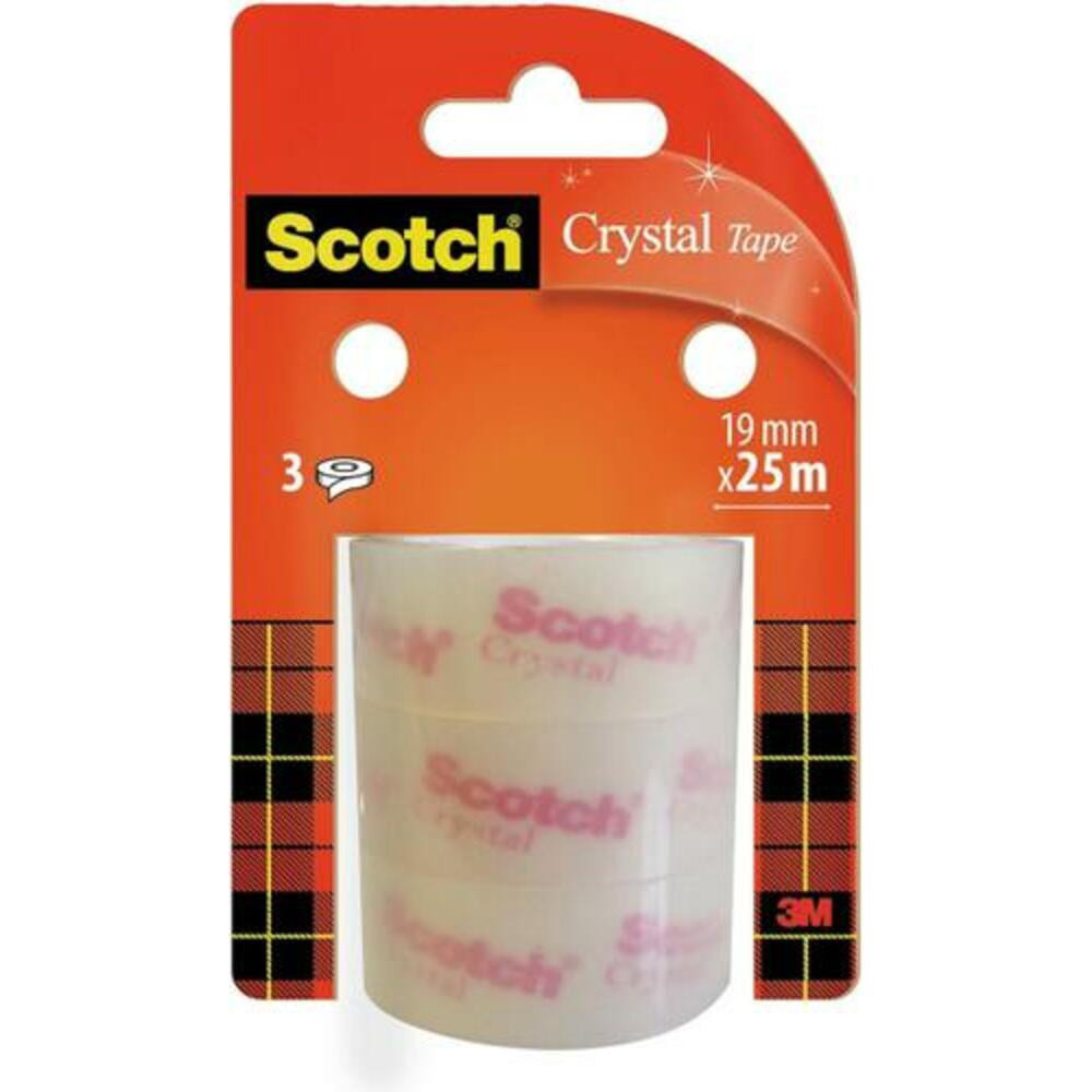 SCOTCH Lot de 3 Rubans adhsifs transparent Scotch Crystal 19mmx25m