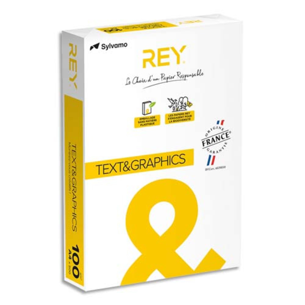 REY Ramette 500 feuilles papier Extra Blanc TEXT & GRAPHICS A4 100g CIE 170 trs satin