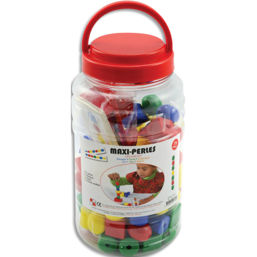 OZ INTERNATIONAL Bocal de 75 perles en plastique de formes et couleurs varies avec abaques, lacets