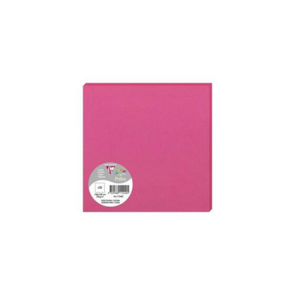 CLAIREFONTAINE+Paquet+de+25+cartes+210g+POLLEN+16x16cm.+Coloris+Fuchsia