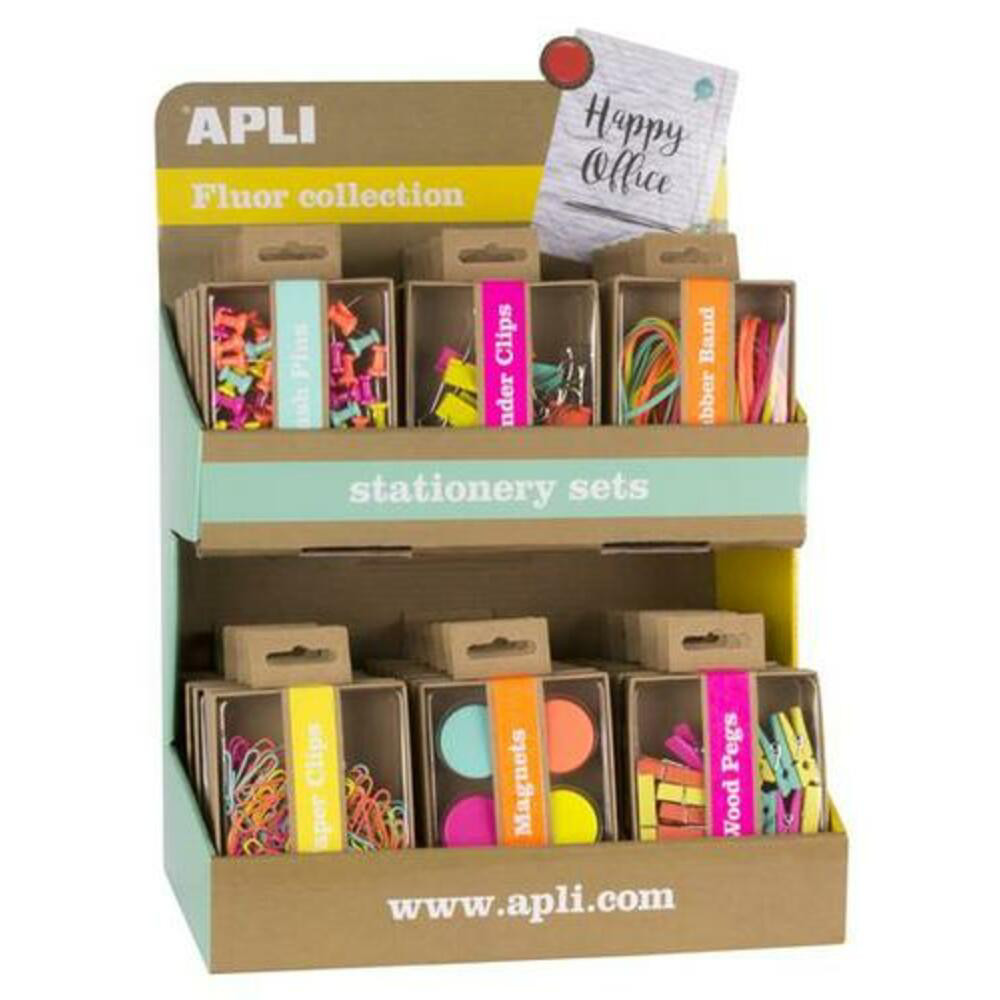 APLI+Presentoir+de+36+boites+de+petites+fournitures+Fluor+Collection.