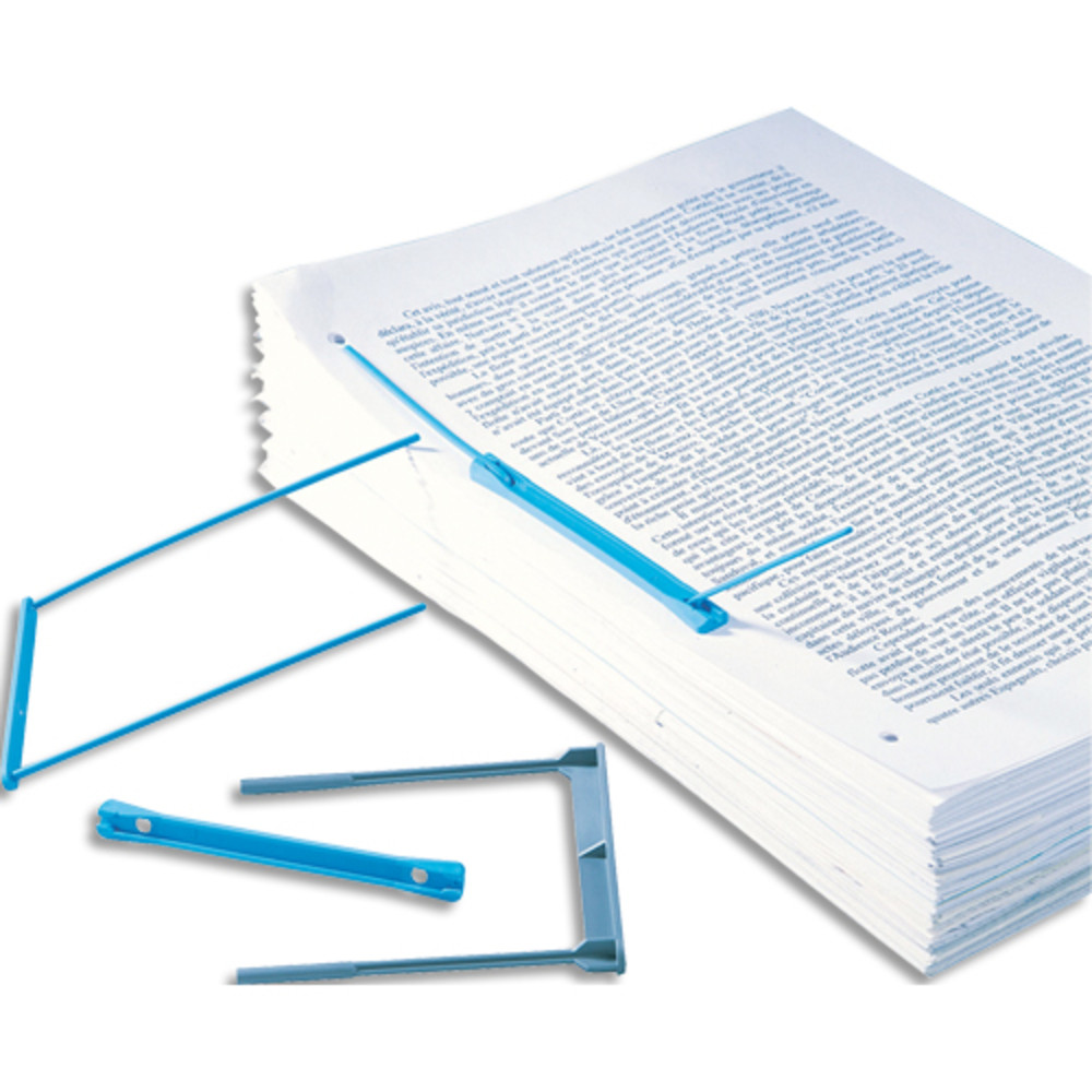 FAST Bote de 50 relieurs plastique 8 cm pour archivage de documents perfores. Coloris bleu