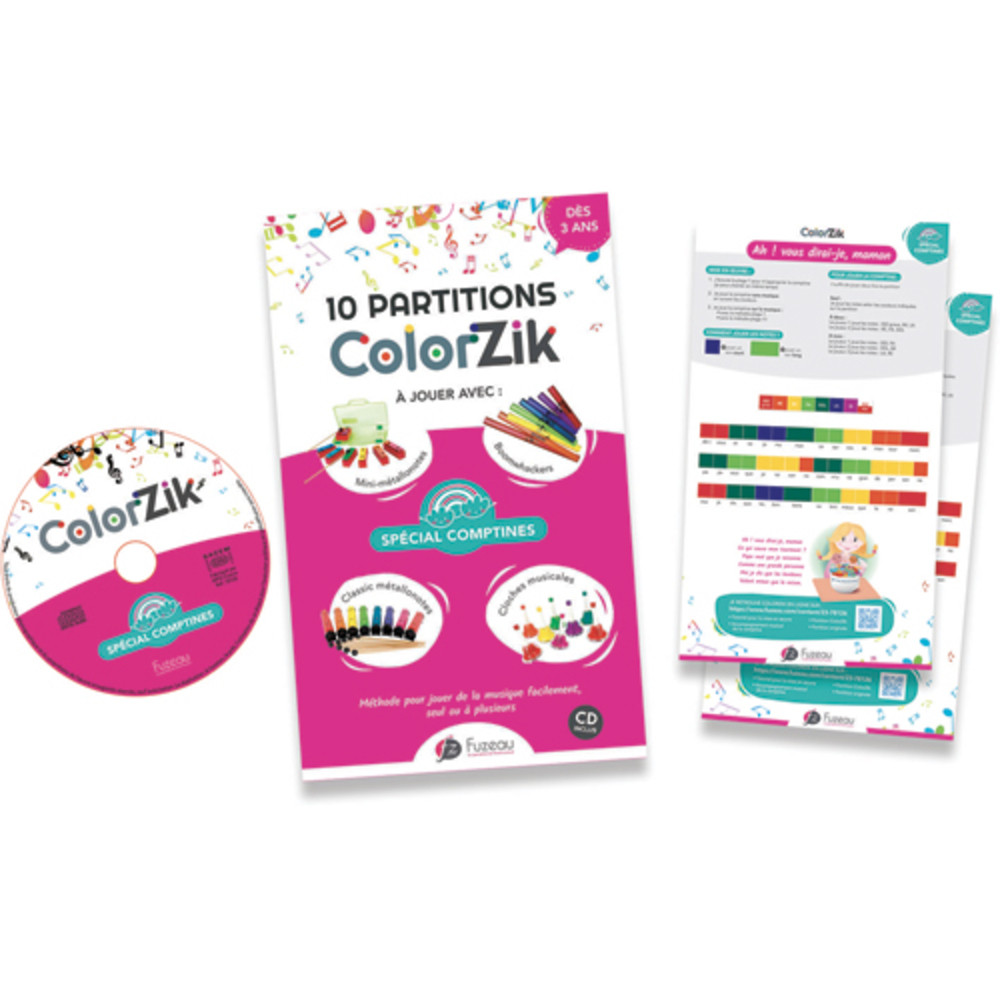 FUZEAU Livret CD colorzik spcial comptines  partir de 3 ans, 10 partitions colores