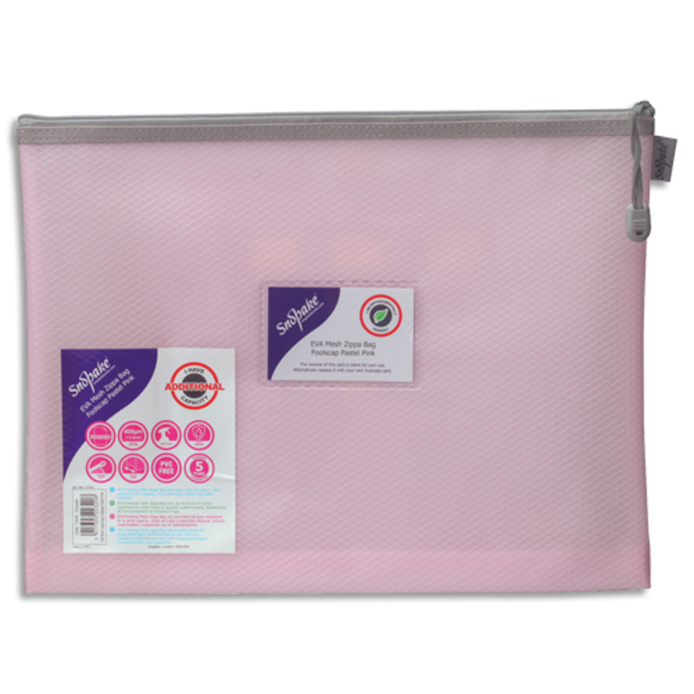 SNOPAKE Pochette fourre-tout renforce ''Eva Mesh Pastel'' A4 Rose 280 x 360 x 50 mm