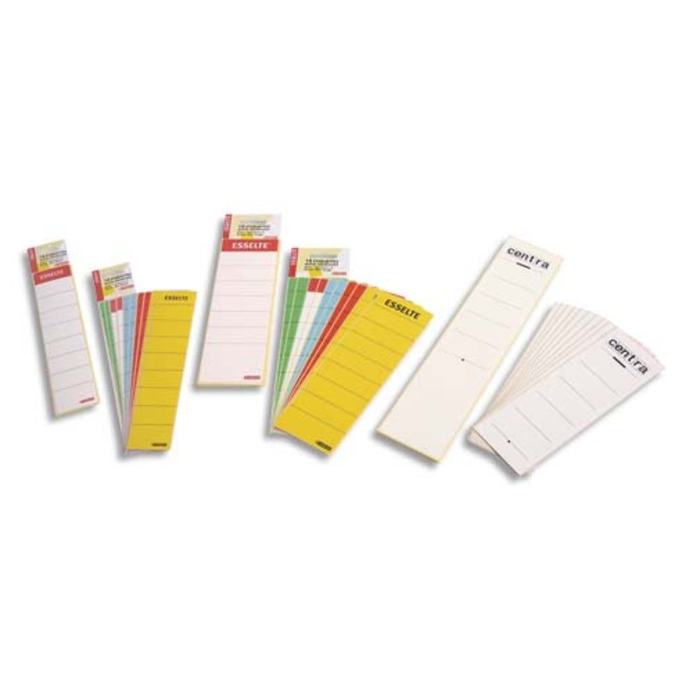 ESSELTE Sachet de 10 tiquettes adhsives pour classeur  levier  dos large coloris Blanc