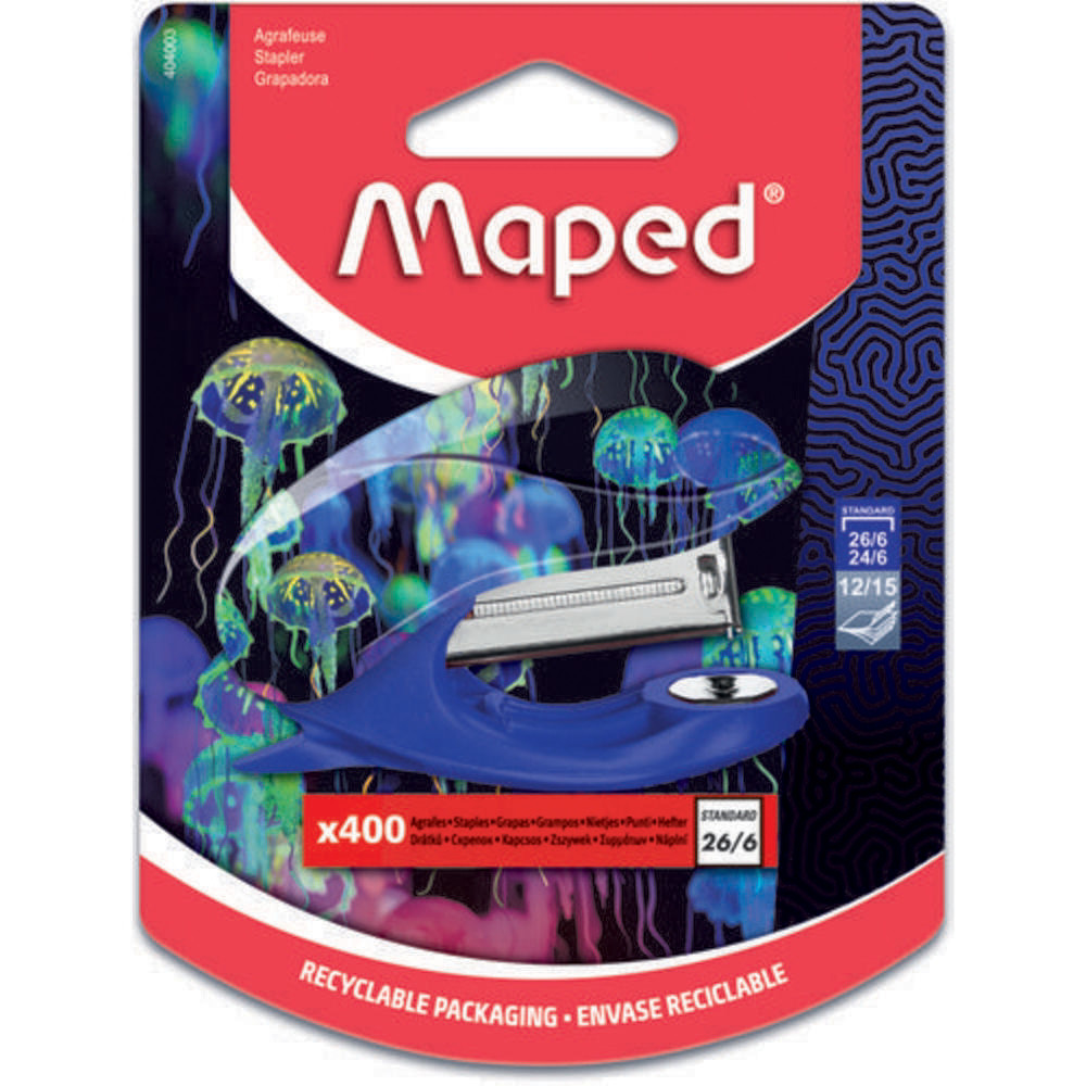 MAPED Mini agrafeuse DEEPSEA PARADISE 26/6 + 400 agrafes, en blister