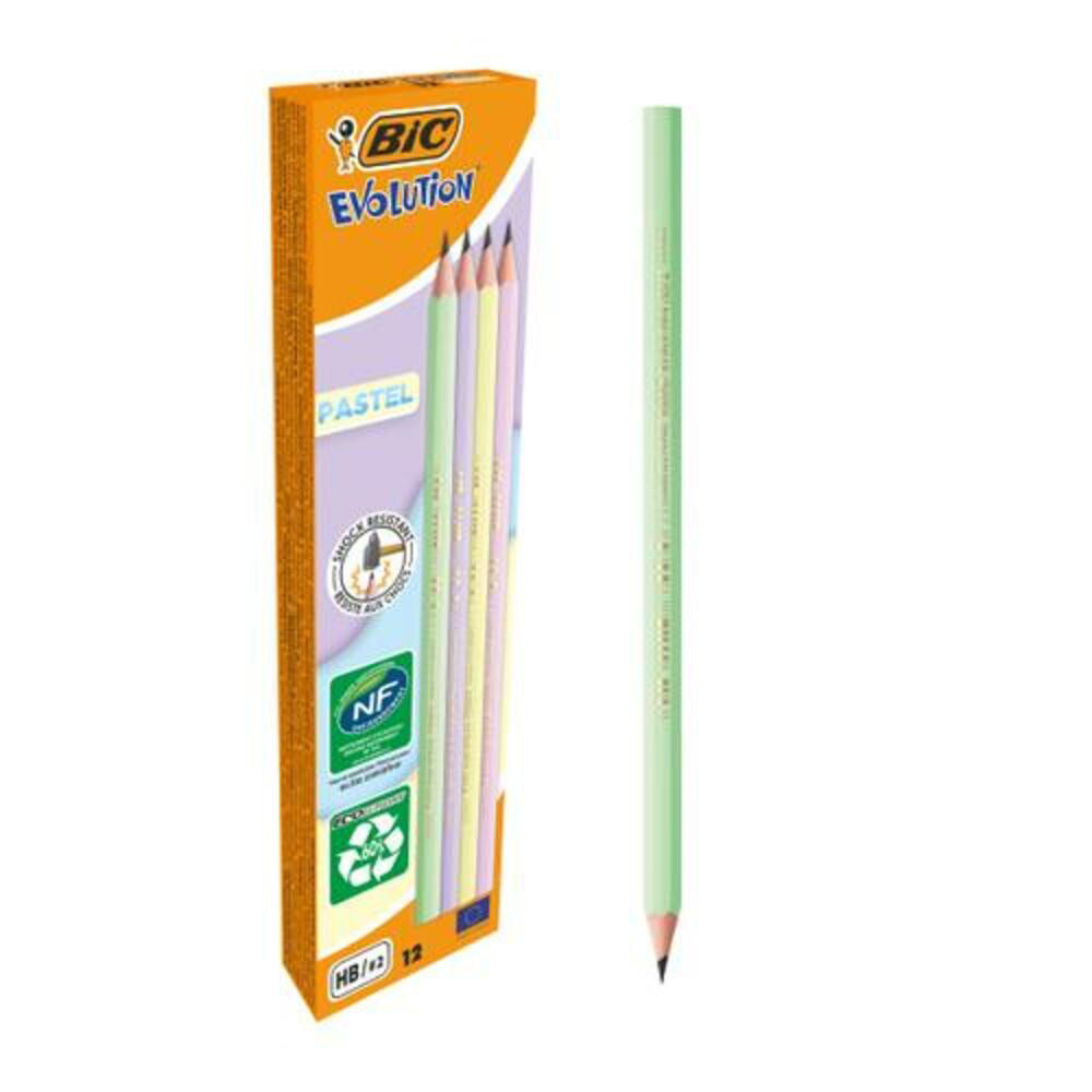 BIC Bote de 12 crayons HB graphite Evolution Pastel
