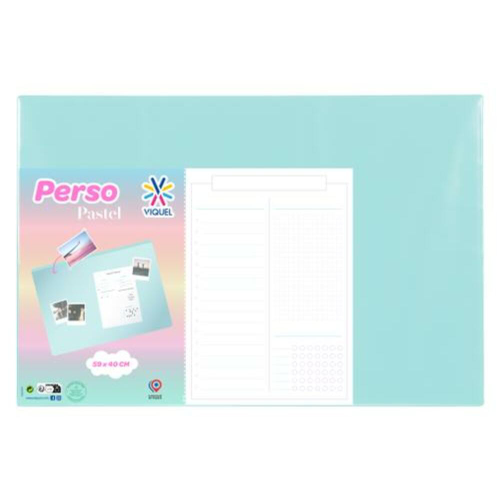 VIQUEL Sous-main 59x40 pvc vert pastel pvc perso personnalisation possible au recto