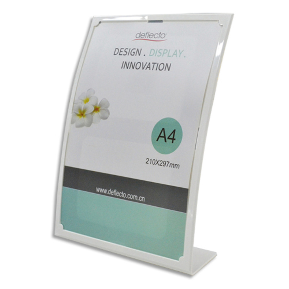 DEFLECTO Porte-affiche inclin vertical A4 forme bomb Blanc - L23,3 x H31 x D9 cm