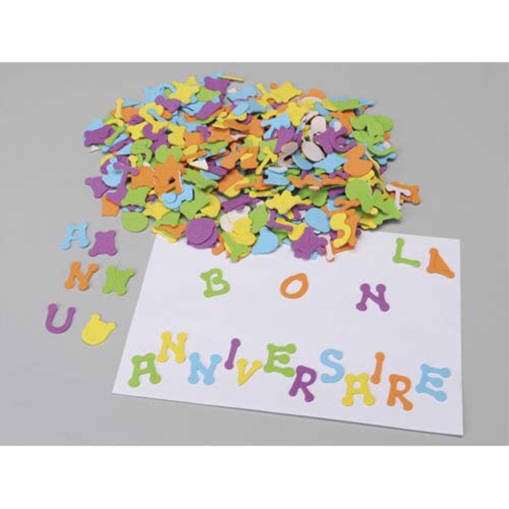 O COLOR O'COLOR Sachet de 405 lettres en caoutchouc adhsif, hauteur 3cm, 5 couleurs assorties
