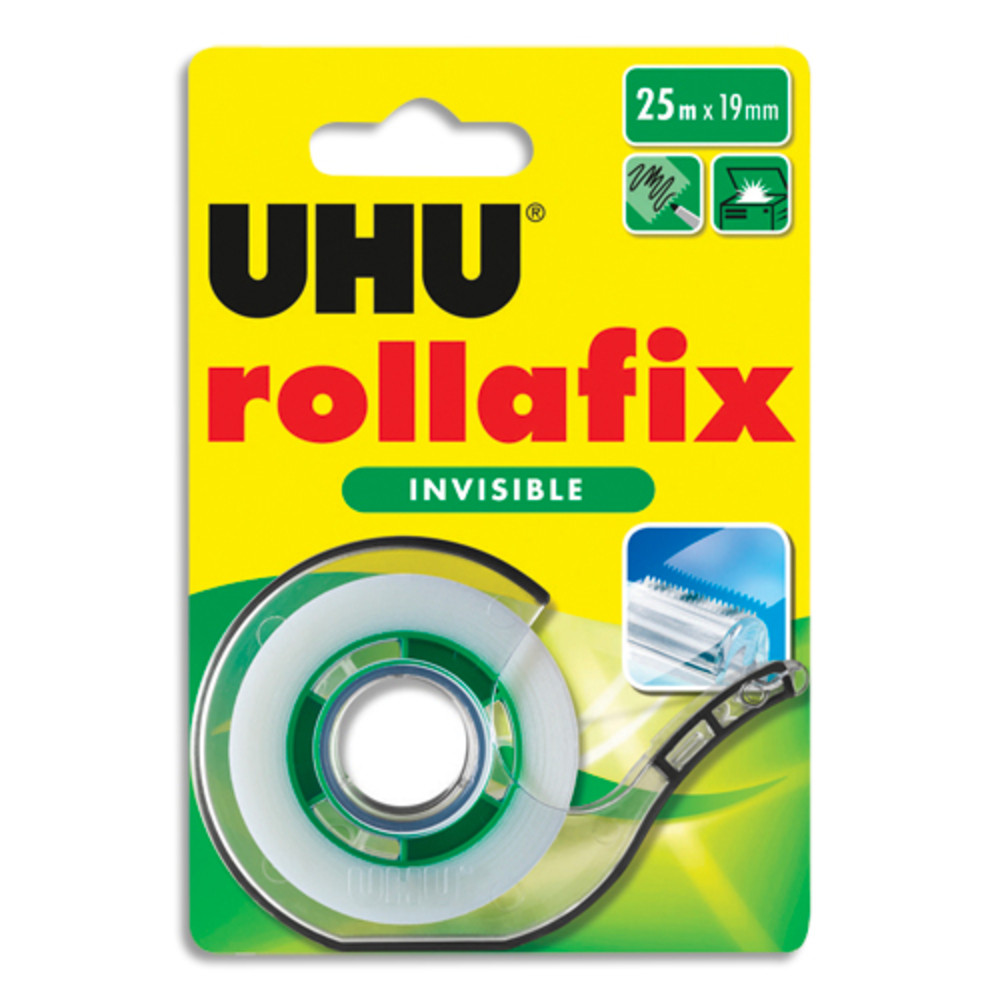 UHU Ruban adhsif sur dvidoir Rollafix invisible 25m x 19mm + recharge