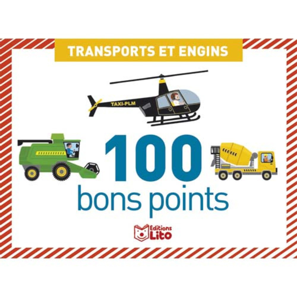 LITO DIFFUSION Bote de 100 bons points transports et engins, format 7,8 x 5,7 cm