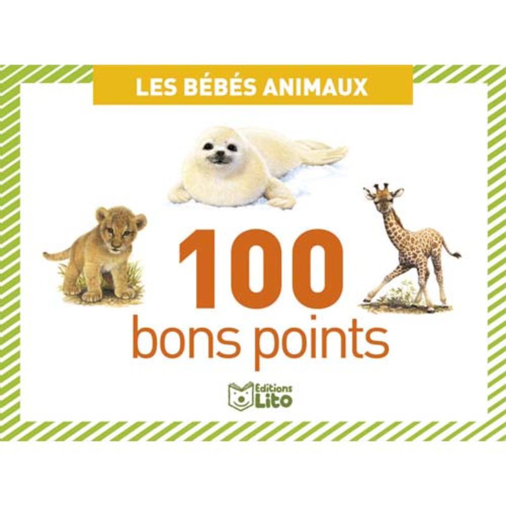 LITO DIFFUSION Bote de 100 bons points bbs animaux, format 7,8 x 5,7 cm