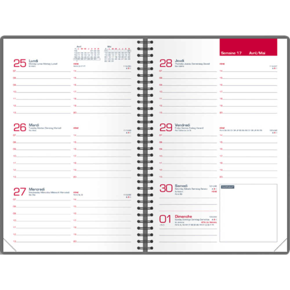 OXFORD Agenda Voyage Janvier  Dcembre, grille Like Work, format 10 x 15 cm assortis