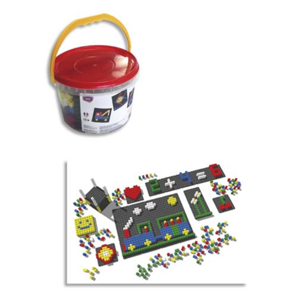 CULTURE CLUB Jeu de construction Pixel Color 812 pices plastique superposables en 5 couleurs, livr dans un seau