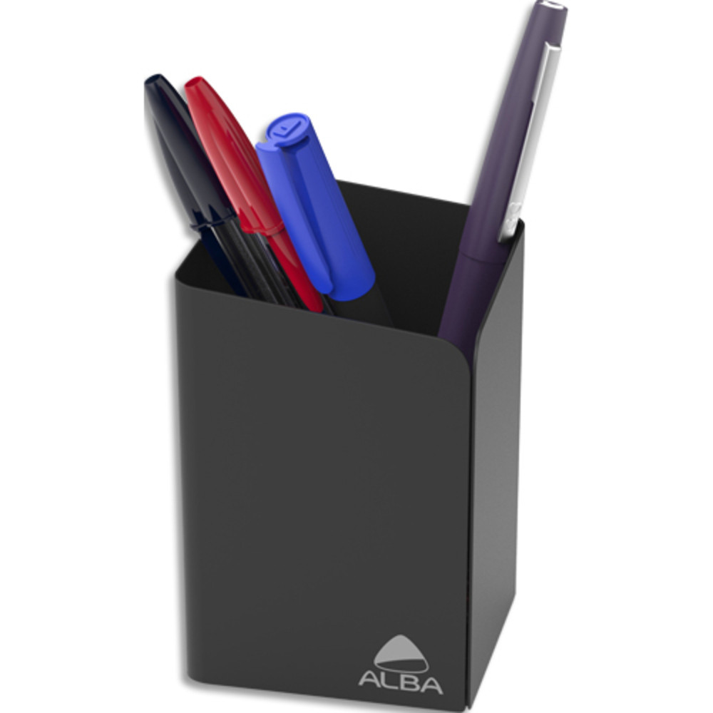 ALBA+Pot+à+crayons+en+metal+plein+ODESK.+Coloris+noir