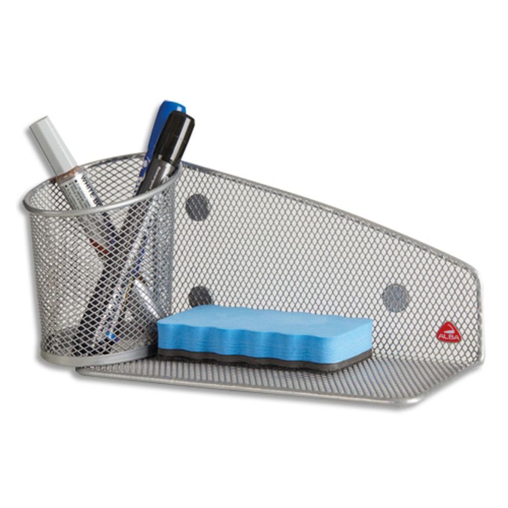 ALBA+Support+aimante+avec+pot+à+crayons+et+porte-eponge+en+metal+Mesh+-+coloris+Gris+metal
