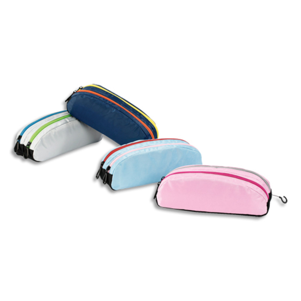 VIQUEL Fourre-tout HELLO GENIUS double 21 x 8 x 6 cm. Coloris assortis : Gris-Bleu Ciel-Rose-Bleu Marine
