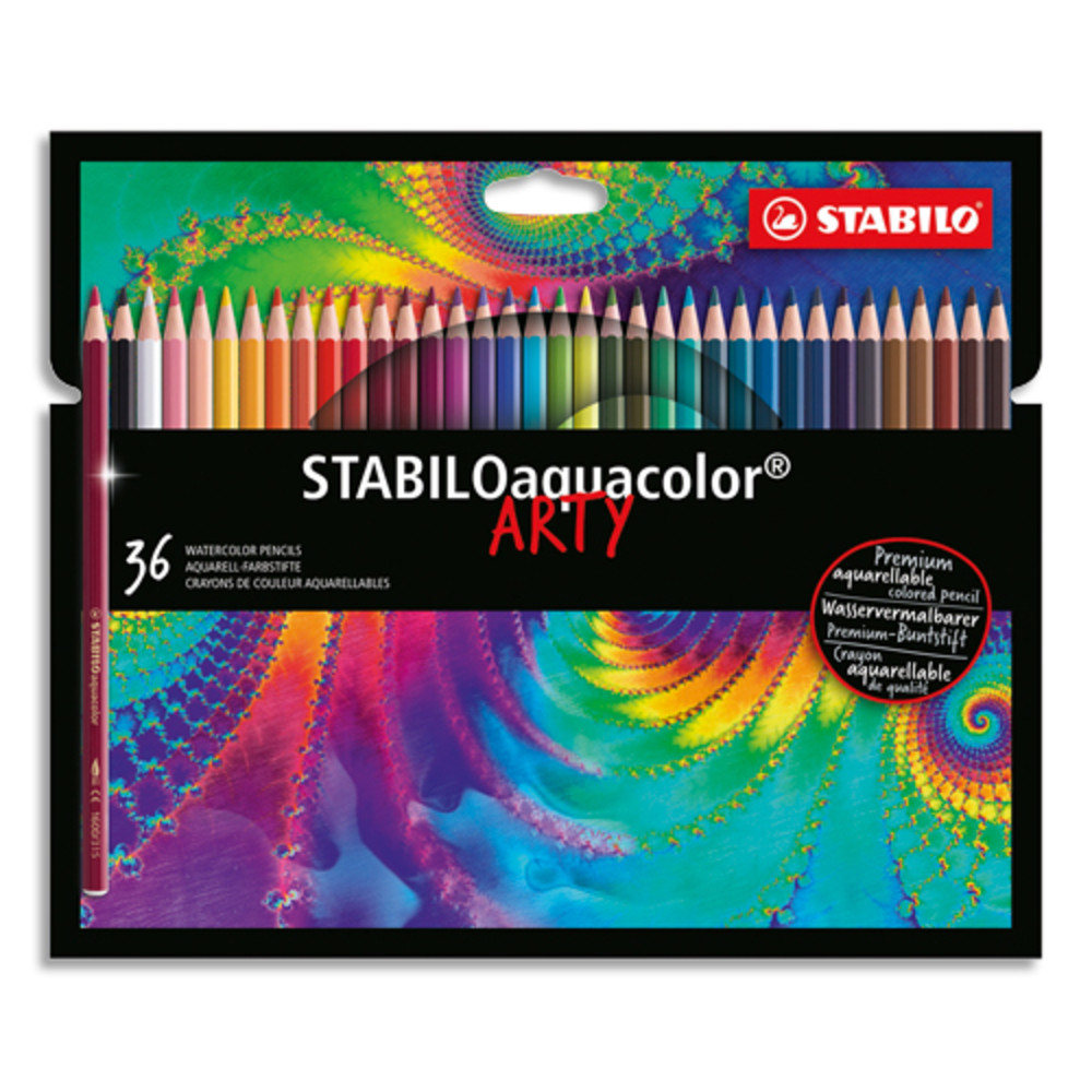 STABILO Aquacolor ARTY crayon de couleur aquarellable - Etui carton de 36 crayons - Coloris assortis