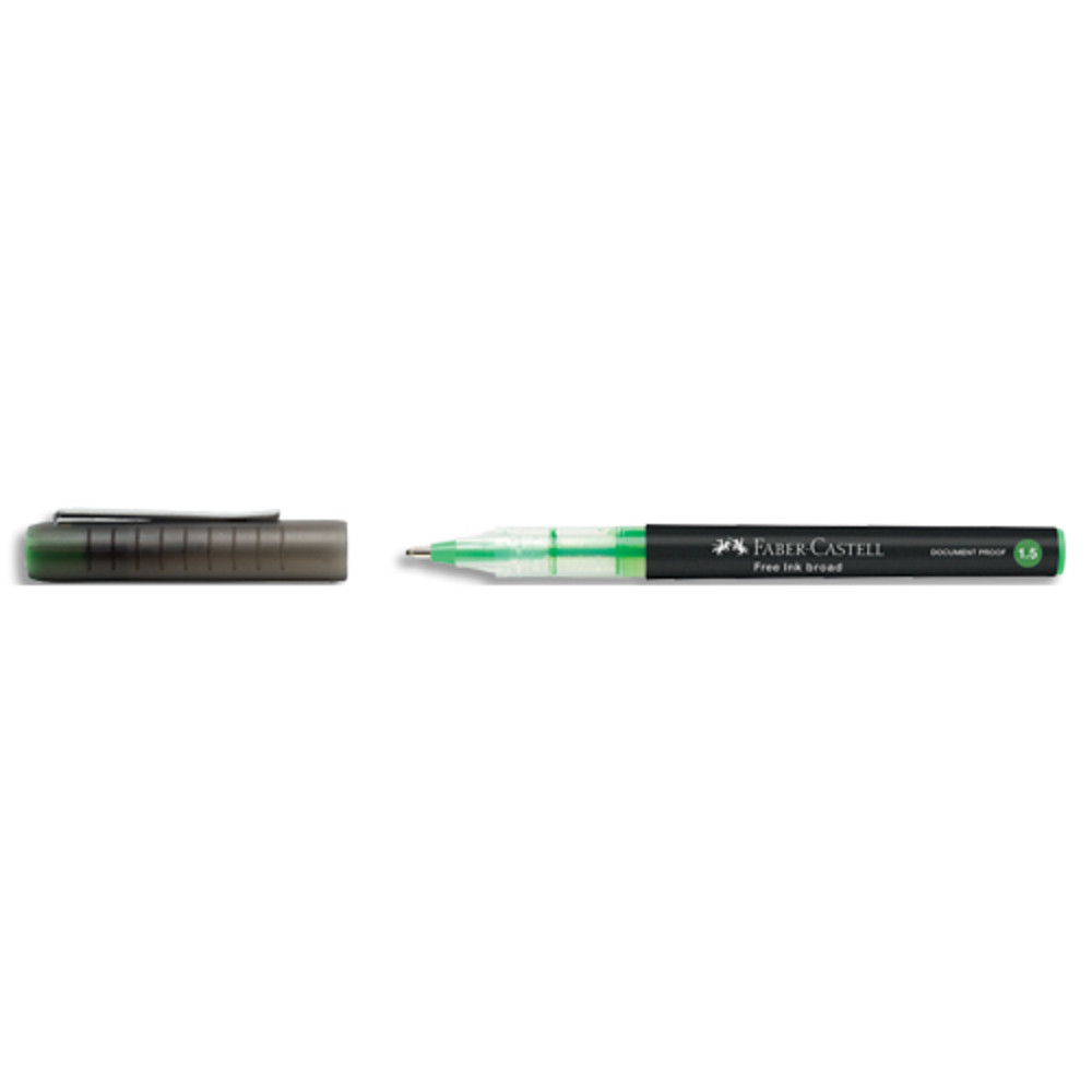 FABER CASTELL Roller  encre liquide Free Ink broad. Coloris vert clair. Pointe large 1,5mm