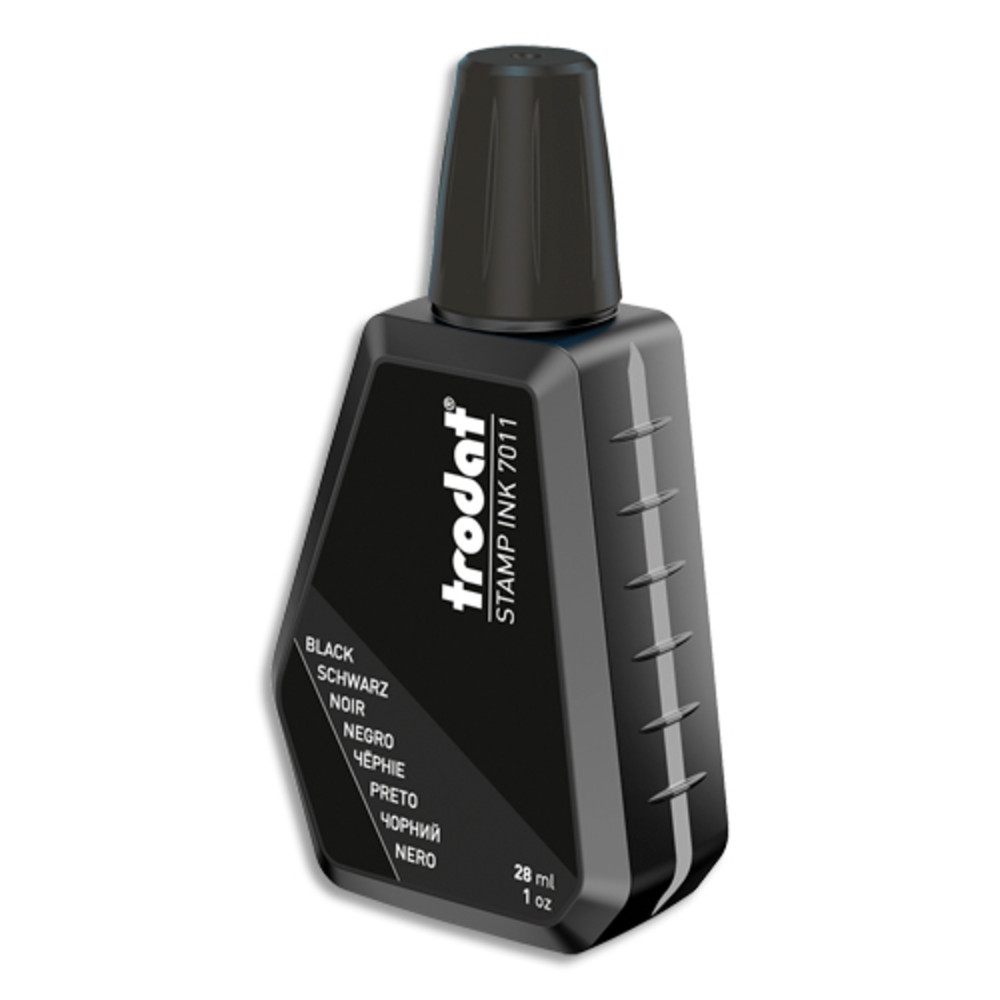 TRODAT Encre  tampon sans huile pour recharger tampons encreurs. Flacon de 28ml Noir