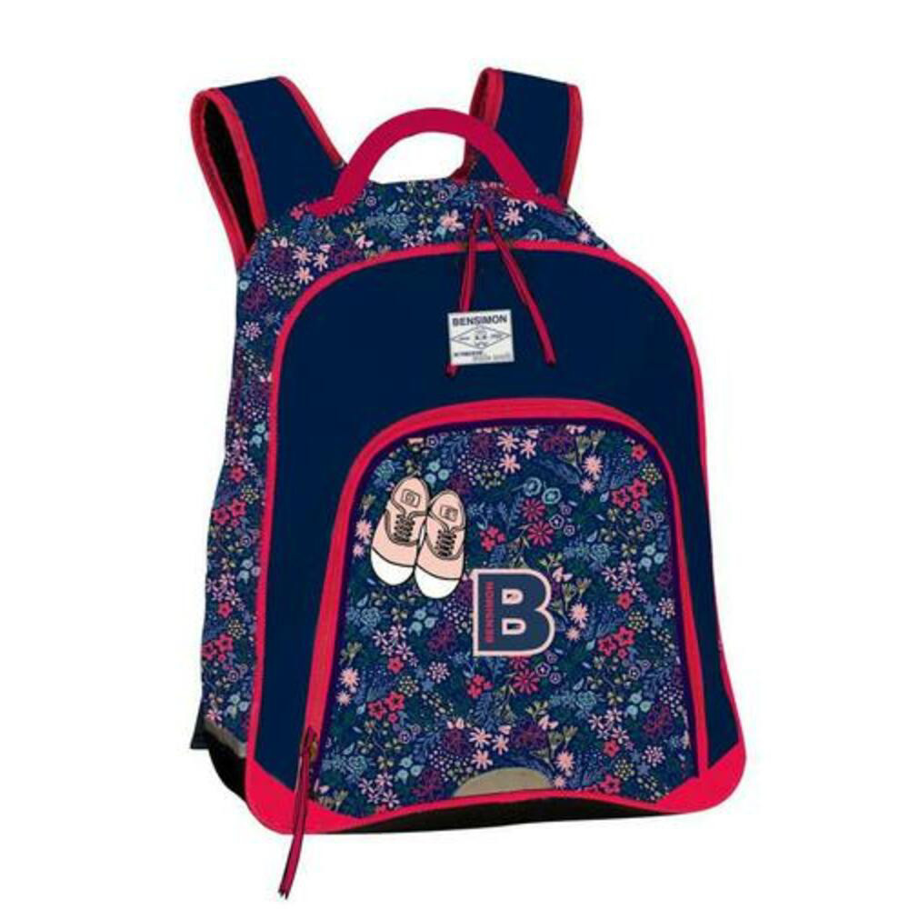 OXFORD OFFICE OXFORD Sac Borne BENSIMON Flowers & Glitters 2 cmpts 33x46x18 cm. Dcor srigraphi, coloris fleuri.
