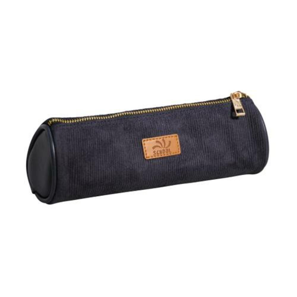 SIGN Fourre tout velours 1 cmpt Dos rond cuir vegan SCHOOL VELVET ROUND 23cm coloris marine