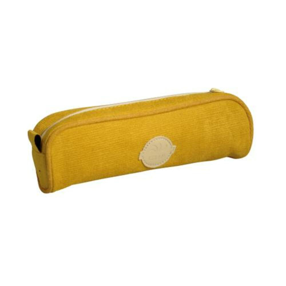 SIGN Fourre tout velours 1 compartiment Dos oval SCHOOL VELVET CAMPUS 23cm coloris jaune