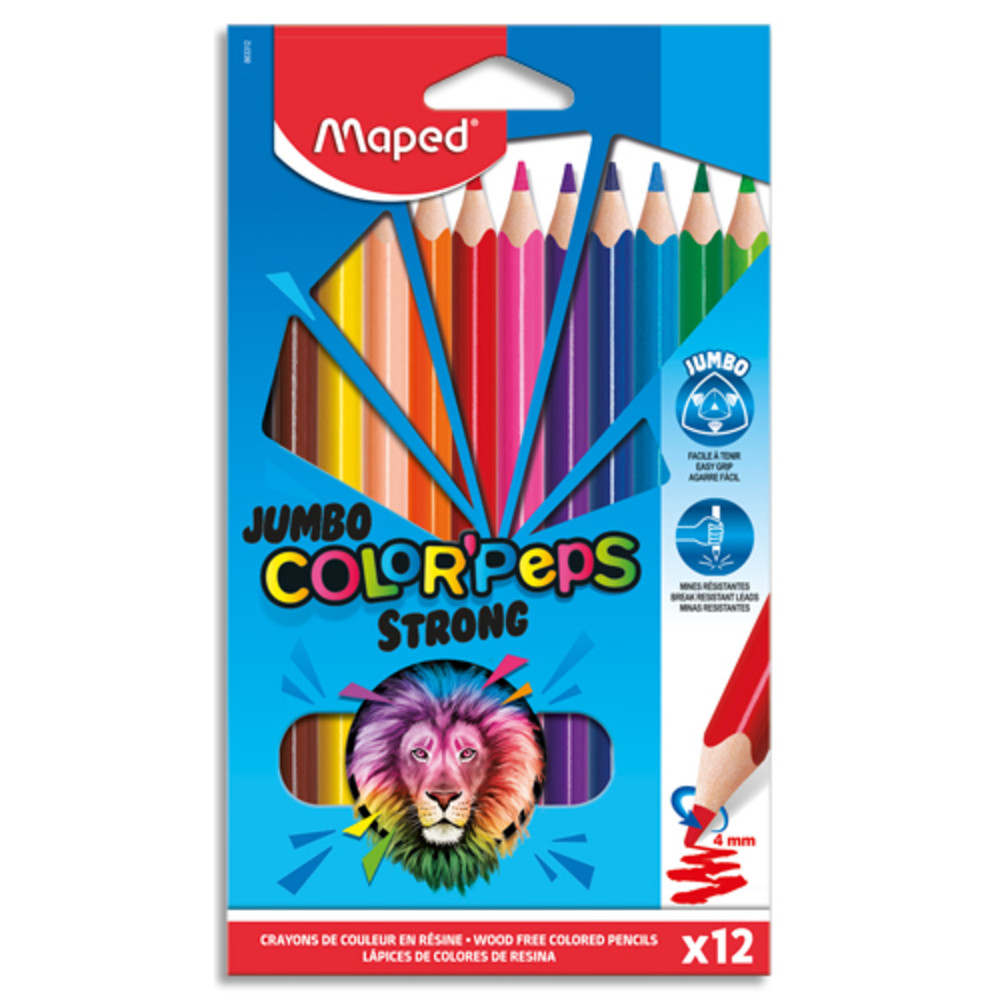 MAPED Bote de 12 crayons de couleur Jumbo COLORPEPS STRONG GREEN