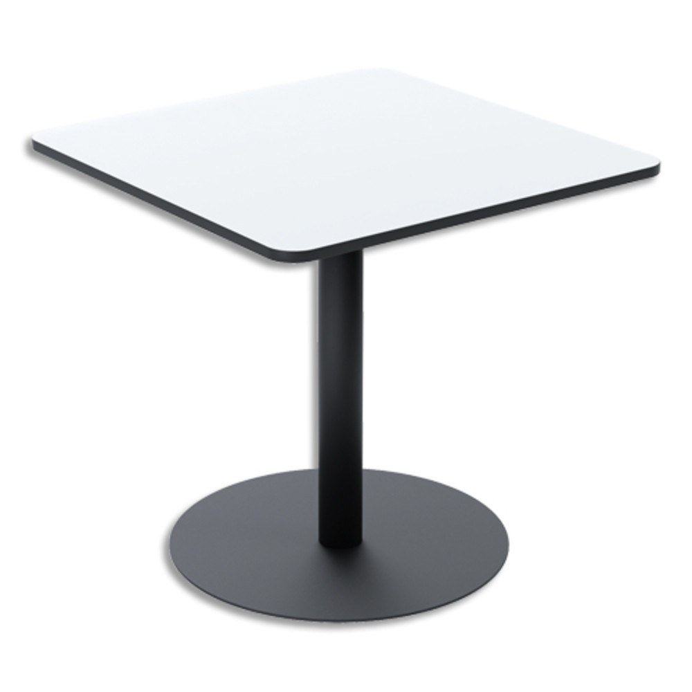 PAPERFLOW Table de restauration Mezzo carr 80x80cm. Pied noir et plateau stratifi blanc