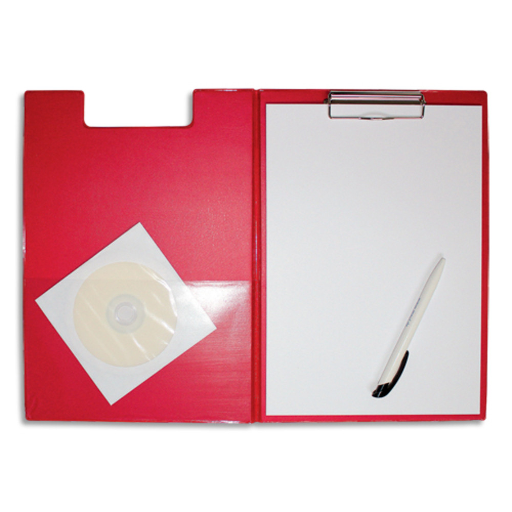 MAUL Porte-bloc  rabat A4 en PVC avec pince mtal. Pochette intrieure/porte-stylo. Coloris rouge